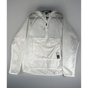 UNDER ARMOUR Anorak White Hooded Jacket Men L Runder Run Anywhere 24/7  Pocket